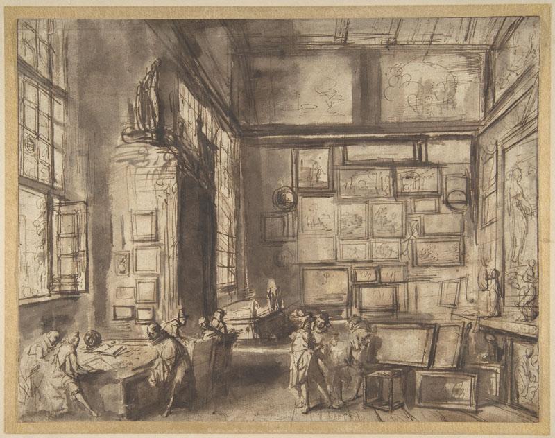 Attributed to Hans Jordaens III--Interior of a Picture Gallery