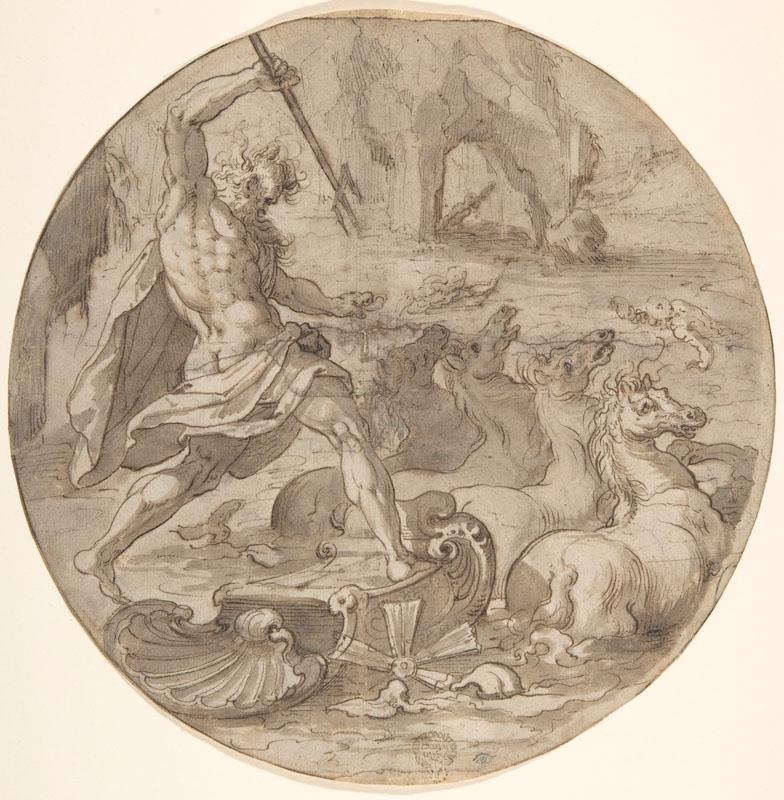 Attributed to Pieter de Jode I--Neptune in his Chariot
