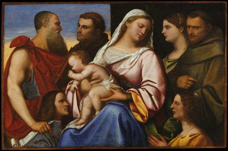 Attributed to Sebastiano del Piombo--Madonna and Child with Saints and Donors