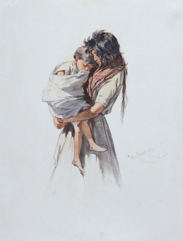 August Xaver Ritter von Pettenkofen - Gypsy Girl with Child, 1854
