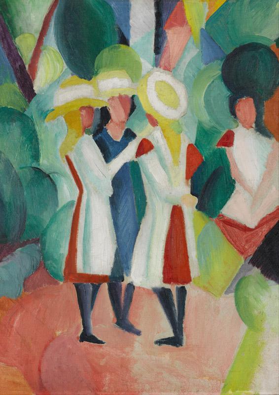 August Macke - Three girls in yellow straw hats I