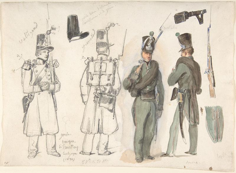 Auguste Raffet--Uniforms of the civil guard in Courtray, Belgium
