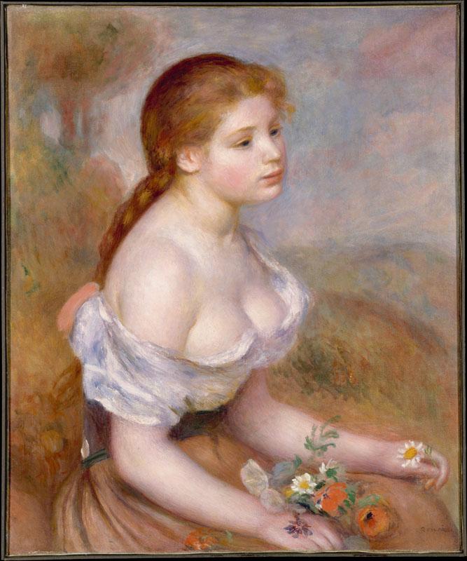 Auguste Renoir--A Young Girl with Daisies