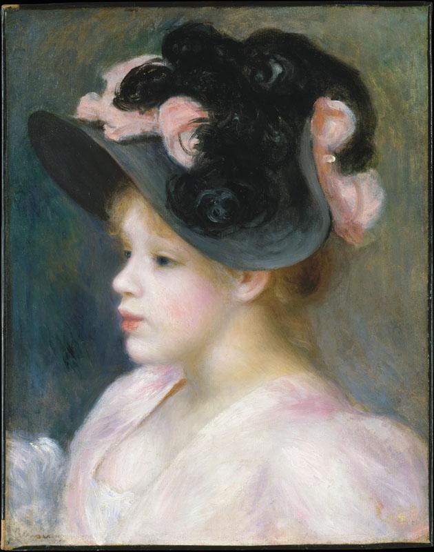 Auguste Renoir--Young Girl in a Pink-and-Black Hat