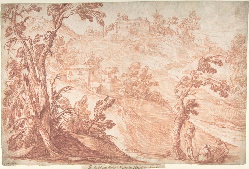 Aureliano Milani--Hilly Landscape with Three Figures