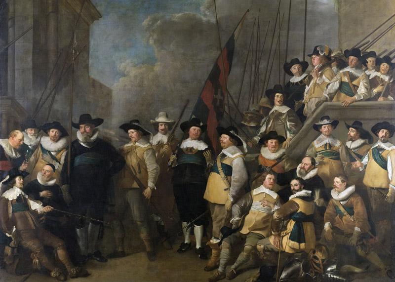 Backer, Jacob Adriaensz. -- Officieren en andere schutters van wijk V in Amsterdam onder leiding van kaptein Cornelis de Graeff en luitenant Hendrick Lauwrensz, 1642