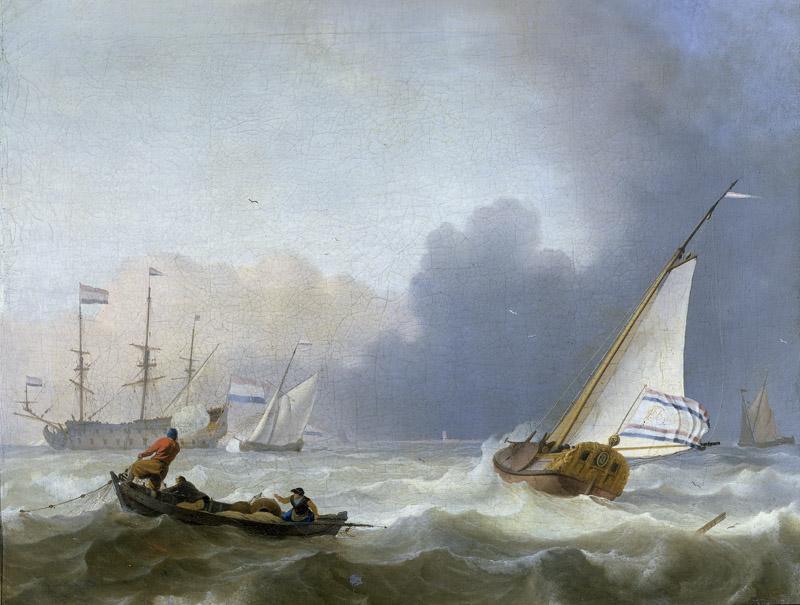 Bakhuysen, Ludolf -- Woelige zee met Nederlands jacht onder zeil., 1694