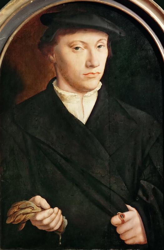 Bartholomaeus Bruyn the Elder(1493-1555) -- Portrait of a Young Man with Gloves