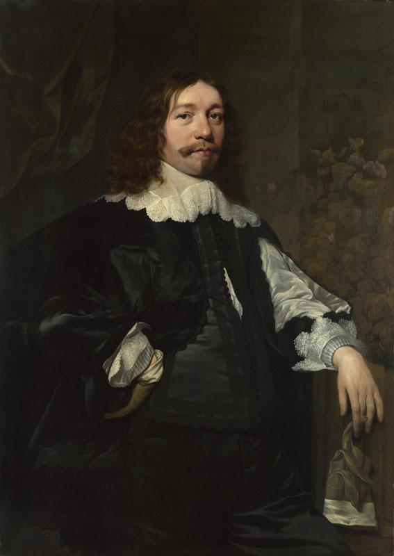 Bartholomeus van der Helst - Portrait of a Man in Black holding a Glove