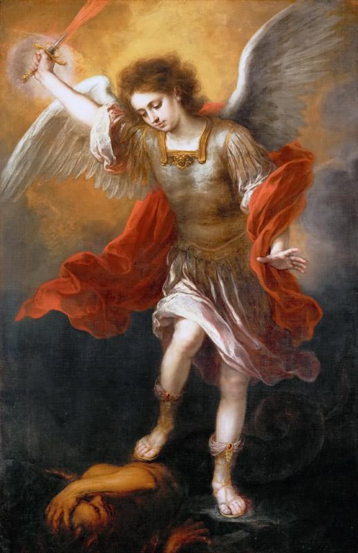 Bartoloma Esteben Murillo -- Archangel Michael Hurls the Devil into the Abyss