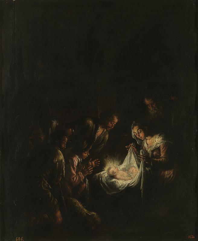 Bassano, Jacopo-Adoracion de los pastores-60 cm x 49 cm