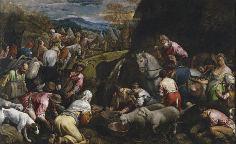 Bassano, Jacopo-Los israelitas bebiendo el agua milagrosa-146 cm x 230 cm