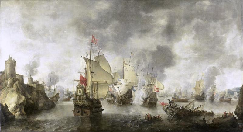Beerstraten, Abraham -- Slag van de verenigde Venetiaanse en Nederlandse vloten tegen de Turken in de Baai van Foja, 1649