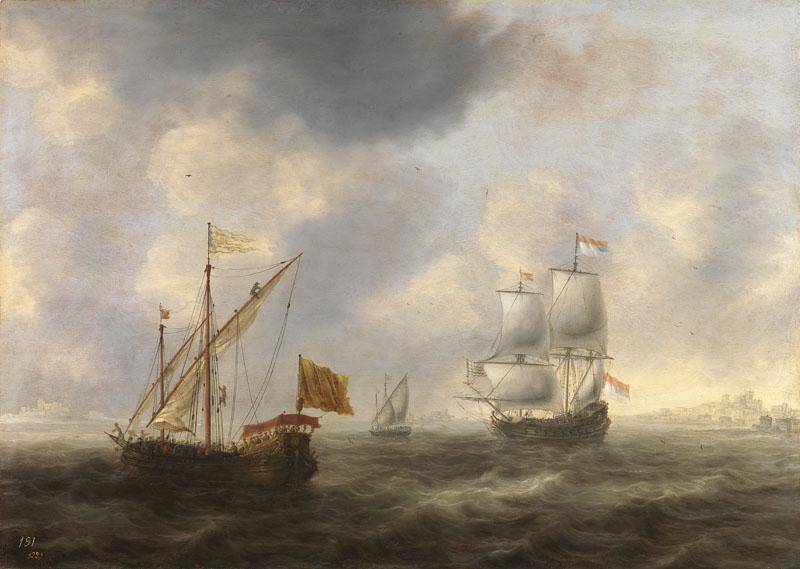 Bellevois, Jacob Adriaensz.-Galera turca y navio holandes frente a la costa-59 cm x 81 cm