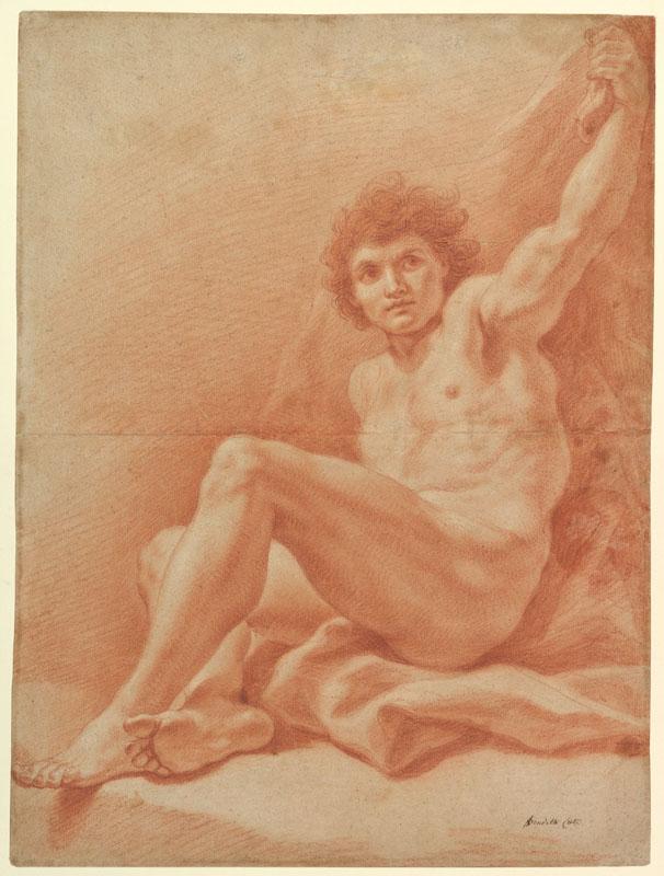 Benedetto Luti--Seated Nude Male Figure (recto) Seated Figure (verso)