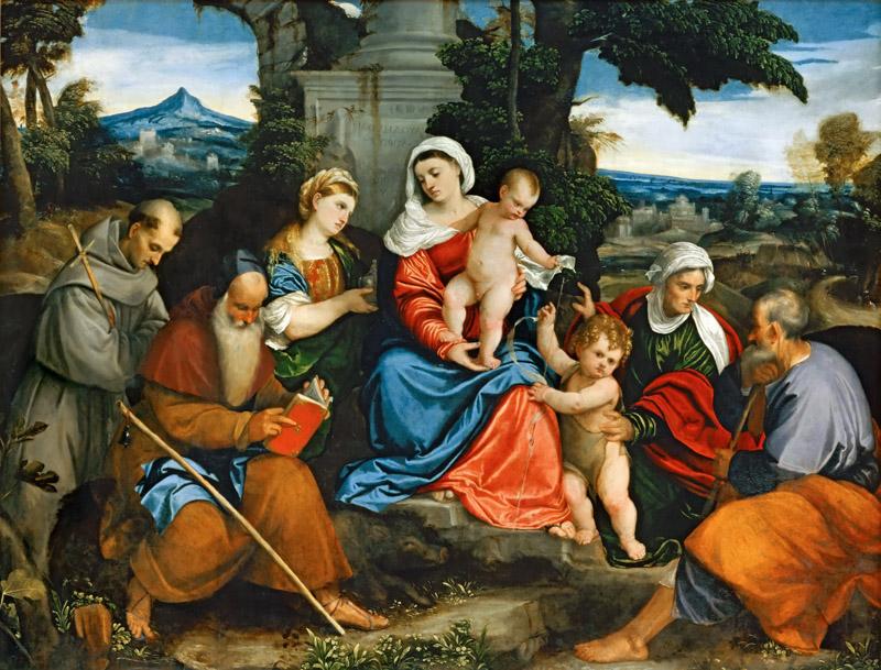 Bonifazio de Pitati -- The Holy Family with Saint Francis