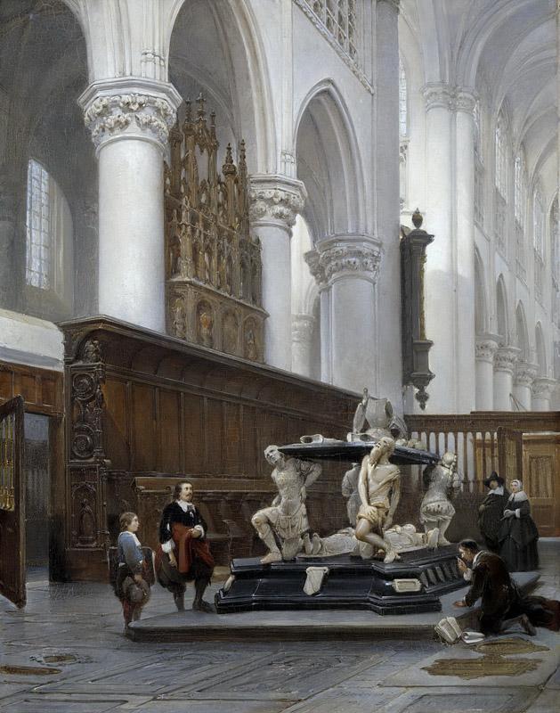 Bosboom, Johannes -- Het koor van de Onze Lieve Vrouwekerk te Breda met het grafmonument van Engelbert II van Nassau, 1843