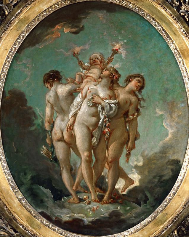 Boucher, Francois -- The Three Graces carrying Amor, God of Love