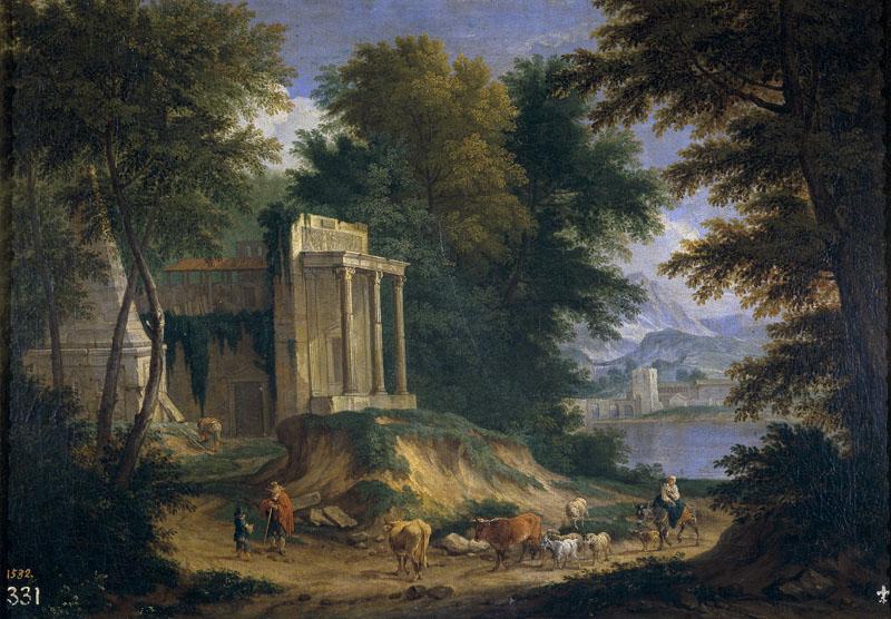 Boudewijns, Adriaen Fransz-Paisaje con ruinas-43 cm x 69 cm