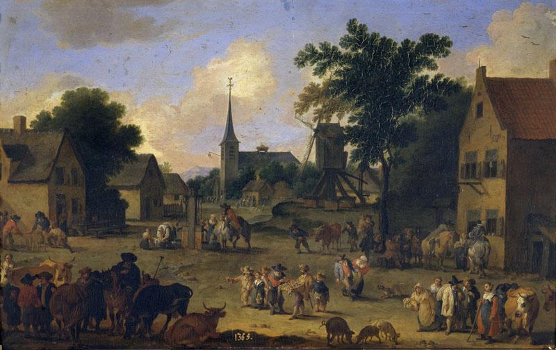 Bout, Pieter-La plaza de la aldea-27 cm x 43 cm