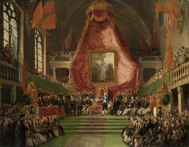 Bree, Mattheus Ignatius van -- De plechtige installatie van de Universiteit van Gent door de prins van Oranje in de troonzaal van het stadhuis op 9 oktober 1817
