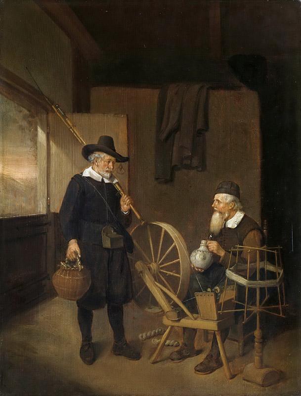 Brekelenkam, Quiringh Gerritsz. van -- Interieur met hengelaar en man bij spoelrad en haspel., 1663