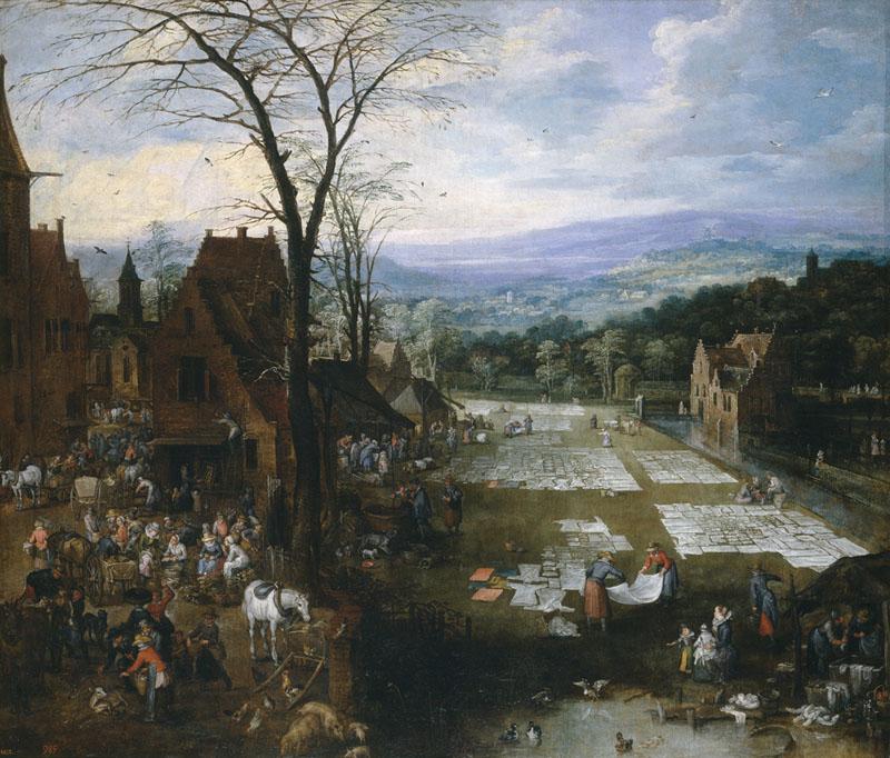Brueghel el Viejo, Jan Momper, Joos de II-Mercado y lavadero en Flandes