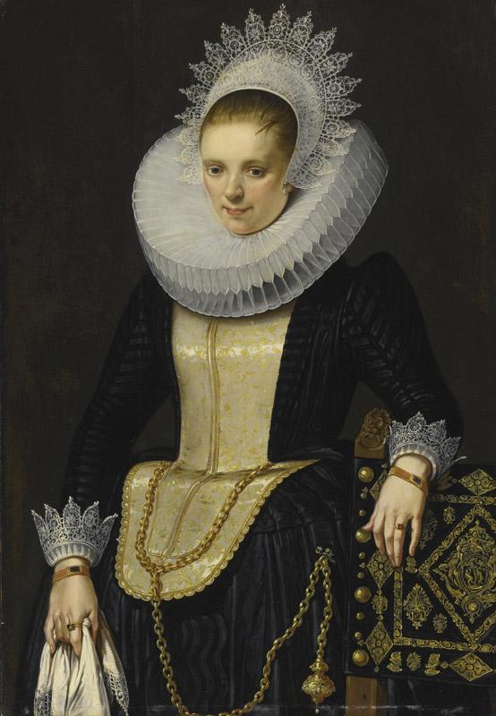 CORNELIS DE VOS-PORTRAIT OF A LADY IN ELEGANT DRESS