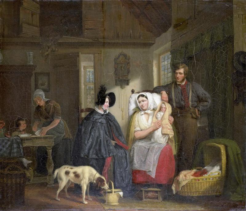 Calisch, Moritz -- Het bezoek bij de kraamvrouw, 1835