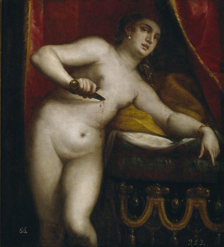 Cambiaso, Luca (Atribuido a)-La muerte de Lucrecia-123 cm x 120 cm