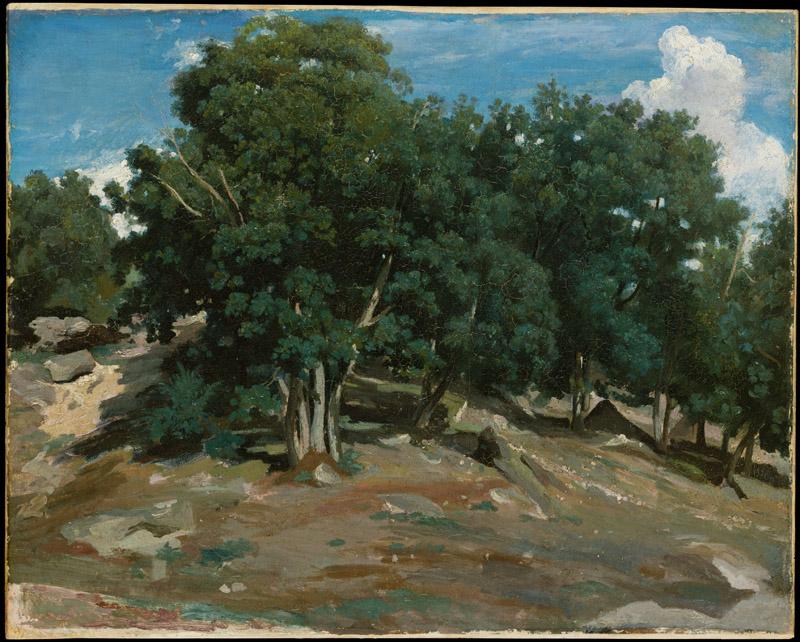 Camille Corot--Fontainebleau Oak Trees at Bas-Breau