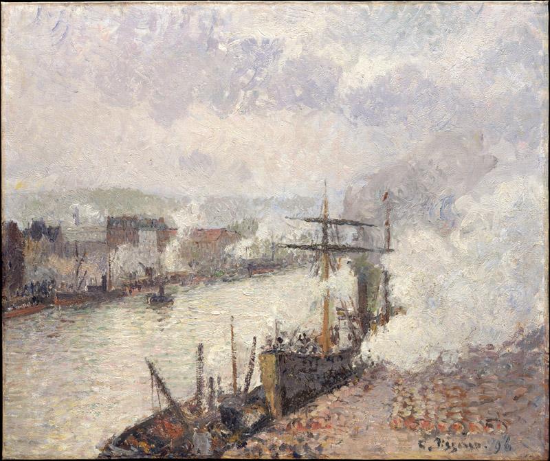 Camille Pissarro--Steamboats in the Port of Rouen