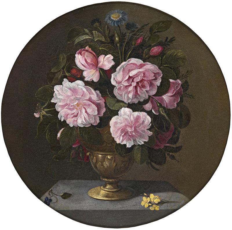 Camprobin, Pedro-Jarron de bronce con rosas-Diametro 37 cm
