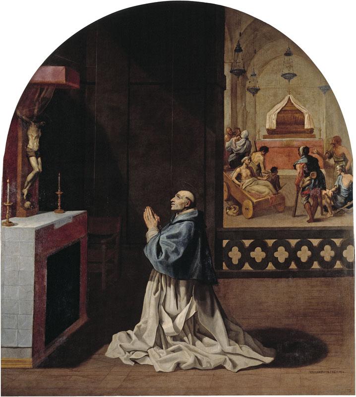 Carducho, Vicente-El padre Bernardo rezando en la cartuja de Portes-336,5 cm x 298 cm