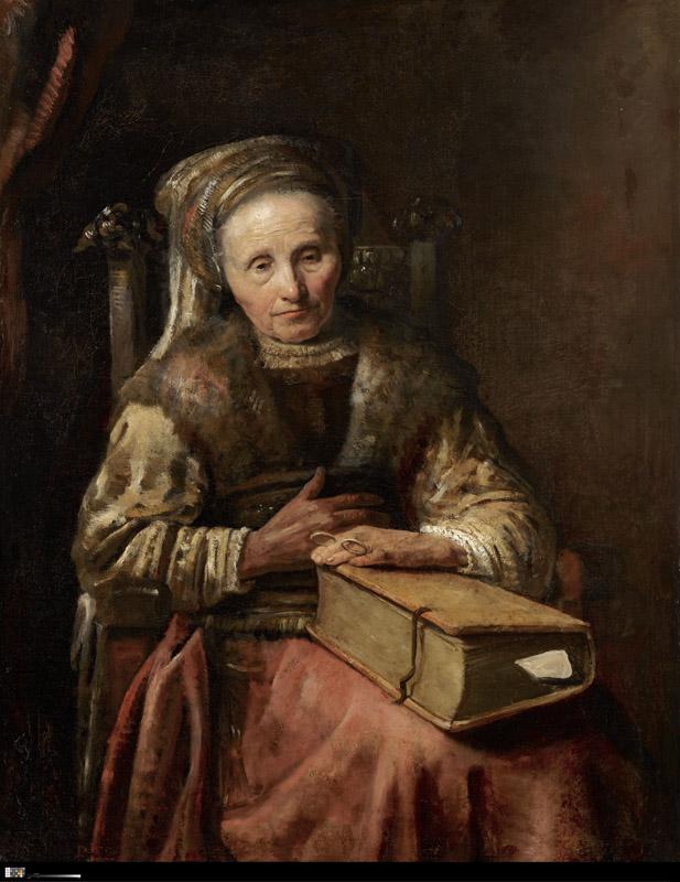 Carel van der Pluym - Old Woman with a Book, mid 1650