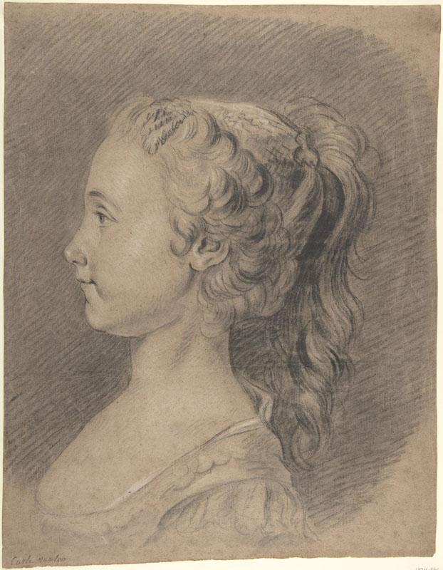 Carle (Charles Andre) Vanloo--Bust of a Young Girl, Profile to Left