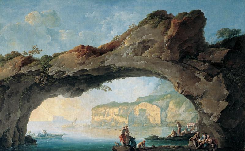 Carlo Bonavia - Large Rock Portal Revealing View of the Sea near Naples, c. 1754-56
