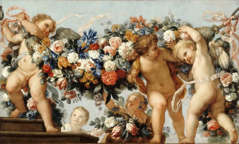 Carlo Maratti -- Cupids and garlands of flowers
