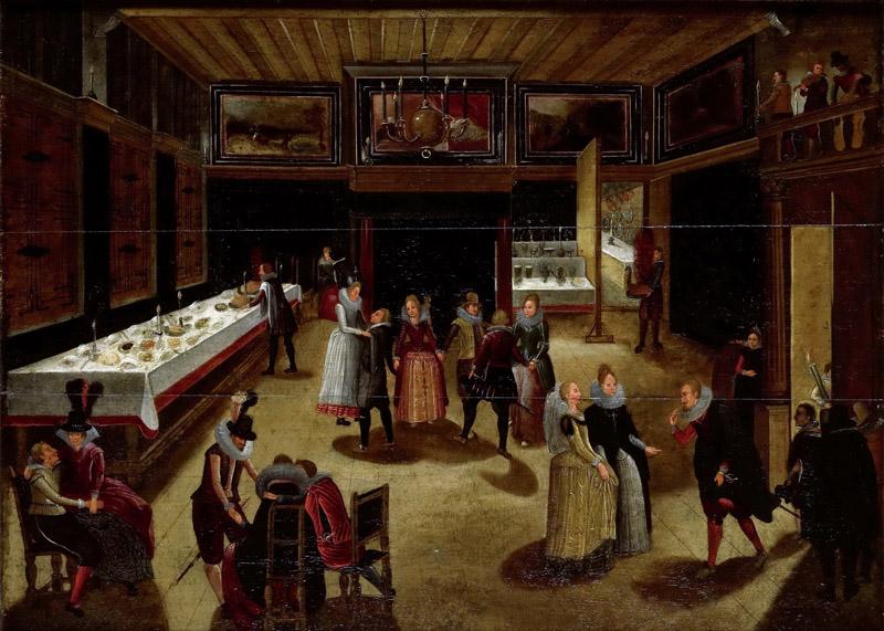 Caullery, Louis de -- Feestvierend gezelschap bij avond, 1600-1620