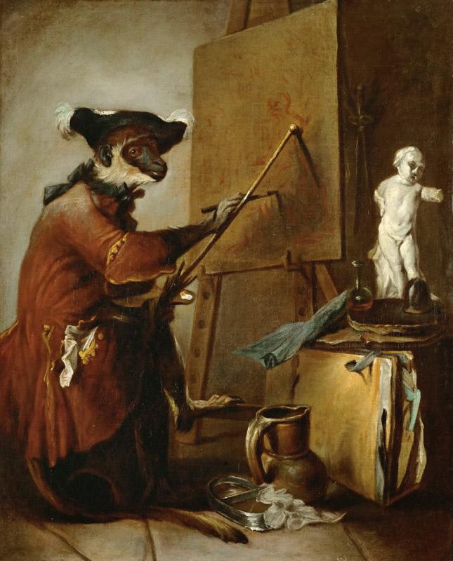 Chardin, Jean-Baptiste Simeon -- Le singe peintre-the monkey as painter