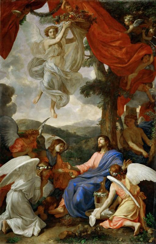 Charles Le Brun -- Christ in the Desert Served by Angels