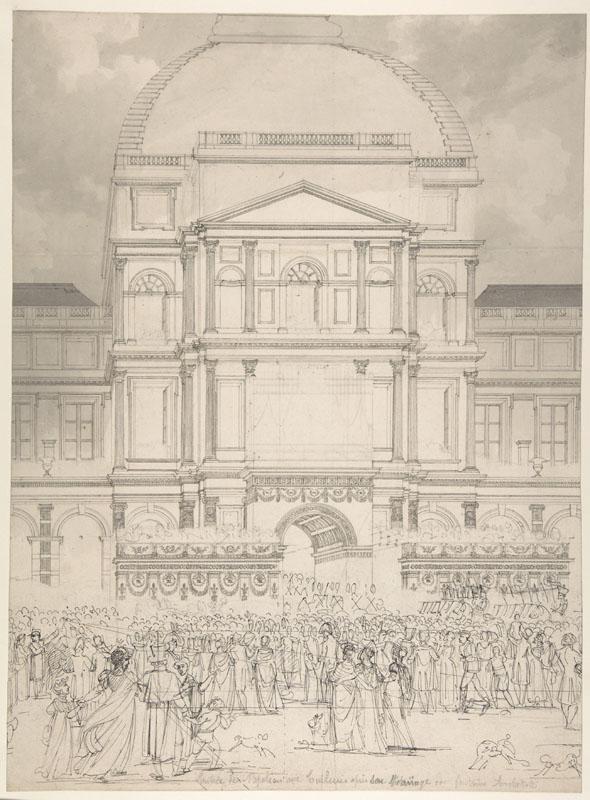 Charles Percier--Crowd in Front of the Tuileries Palace During the Wedding