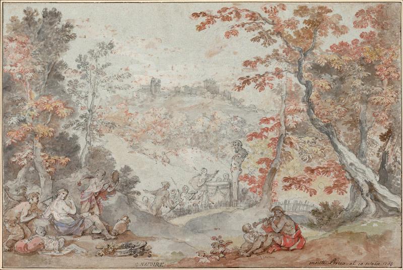 Charles-Joseph Natoire (1700-1777)-Italian Fall Landscape with M
