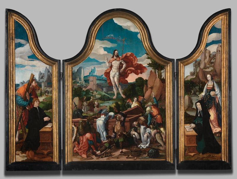 Circle of Aertgen Claessoon van Leyden - The Resurrection with Saints and Donors, 1525-1530