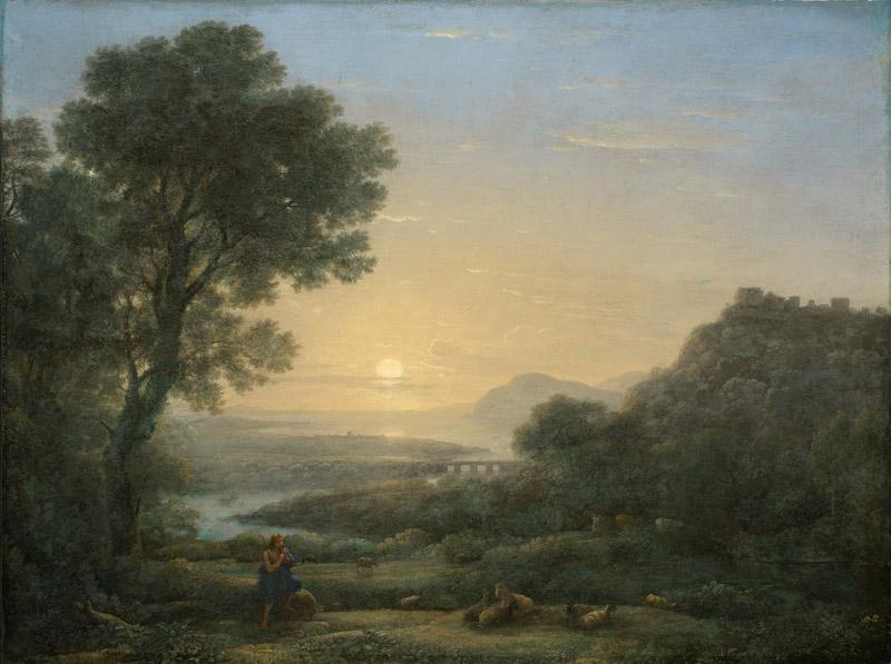 Claude Gellee (Le Lorrain) - Landscape with a Piping Shepherd, 1667