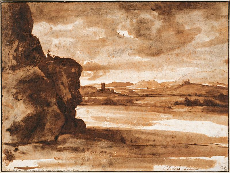 Claude Lorrain (1604-1605-1682)-Tiber Landscape North of Rome wi