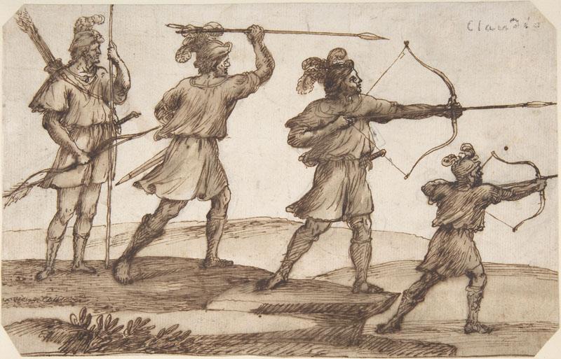 Claude Lorrain--Three Archers and a Figure with a Spear