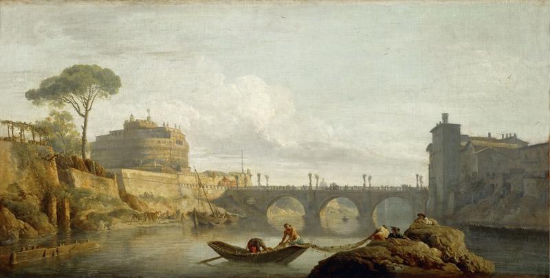 Claude-Joseph Vernet -- Bridge and Chateau Sant Angelo in Rome