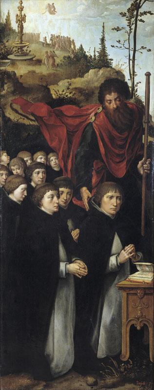Coecke van Aelst, Pieter-Santiago el Mayor con orantes (anverso)