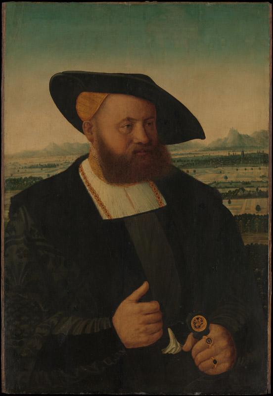 Conrad Faber von Creuznach--Portrait of a Man with a Moor Head on His Signet Ring